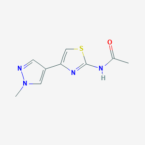 molecular formula C9H10N4OS B7652181 N-[4-(1-methylpyrazol-4-yl)-1,3-thiazol-2-yl]acetamide 