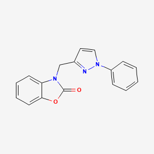 molecular formula C17H13N3O2 B7652348 3-[(1-Phenylpyrazol-3-yl)methyl]-1,3-benzoxazol-2-one 