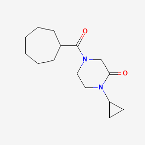 molecular formula C15H24N2O2 B7652382 4-(Cycloheptanecarbonyl)-1-cyclopropylpiperazin-2-one 