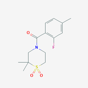 (2,2-Dimethyl-1,1-dioxo-1,4-thiazinan-4-yl)-(2-fluoro-4-methylphenyl)methanone