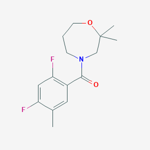 molecular formula C15H19F2NO2 B7652440 (2,4-Difluoro-5-methylphenyl)-(2,2-dimethyl-1,4-oxazepan-4-yl)methanone 