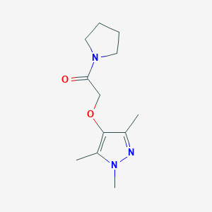 molecular formula C12H19N3O2 B7652442 1-Pyrrolidin-1-yl-2-(1,3,5-trimethylpyrazol-4-yl)oxyethanone 