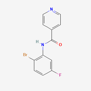 molecular formula C12H8BrFN2O B7652490 N-(2-bromo-5-fluorophenyl)pyridine-4-carboxamide 