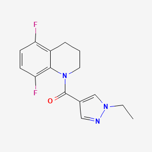 molecular formula C15H15F2N3O B7652531 (5,8-difluoro-3,4-dihydro-2H-quinolin-1-yl)-(1-ethylpyrazol-4-yl)methanone 