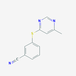 molecular formula C12H9N3S B7652537 3-(6-Methylpyrimidin-4-yl)sulfanylbenzonitrile 