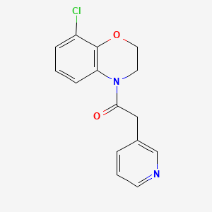 molecular formula C15H13ClN2O2 B7652558 1-(8-Chloro-2,3-dihydro-1,4-benzoxazin-4-yl)-2-pyridin-3-ylethanone 