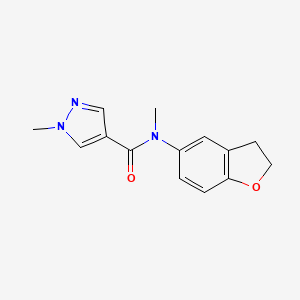 molecular formula C14H15N3O2 B7652583 N-(2,3-dihydro-1-benzofuran-5-yl)-N,1-dimethylpyrazole-4-carboxamide 