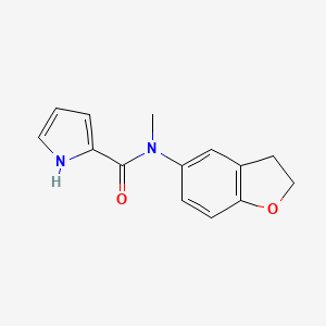 molecular formula C14H14N2O2 B7652606 N-(2,3-dihydro-1-benzofuran-5-yl)-N-methyl-1H-pyrrole-2-carboxamide 