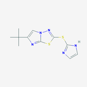 molecular formula C11H13N5S2 B7652619 6-tert-butyl-2-(1H-imidazol-2-ylsulfanyl)imidazo[2,1-b][1,3,4]thiadiazole 