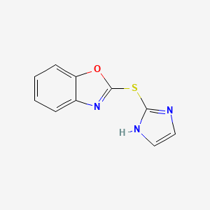 molecular formula C10H7N3OS B7652639 2-(1H-imidazol-2-ylsulfanyl)-1,3-benzoxazole 