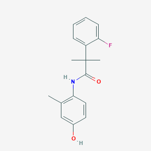 molecular formula C17H18FNO2 B7652657 2-(2-fluorophenyl)-N-(4-hydroxy-2-methylphenyl)-2-methylpropanamide 