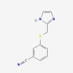 molecular formula C11H9N3S B7652765 3-(1H-imidazol-2-ylmethylsulfanyl)benzonitrile 