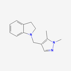 molecular formula C14H17N3 B7652895 1-[(1,5-Dimethylpyrazol-4-yl)methyl]-2,3-dihydroindole 