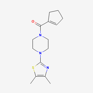 molecular formula C15H21N3OS B7652912 Cyclopenten-1-yl-[4-(4,5-dimethyl-1,3-thiazol-2-yl)piperazin-1-yl]methanone 