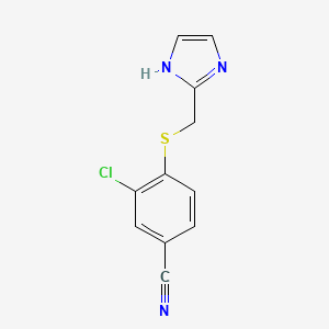 molecular formula C11H8ClN3S B7652938 3-chloro-4-(1H-imidazol-2-ylmethylsulfanyl)benzonitrile 