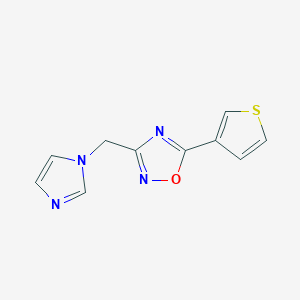 molecular formula C10H8N4OS B7652983 3-(Imidazol-1-ylmethyl)-5-thiophen-3-yl-1,2,4-oxadiazole 