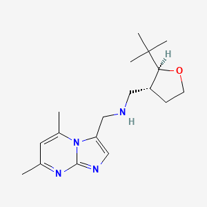 molecular formula C18H28N4O B7653058 1-[(2S,3R)-2-tert-butyloxolan-3-yl]-N-[(5,7-dimethylimidazo[1,2-a]pyrimidin-3-yl)methyl]methanamine 