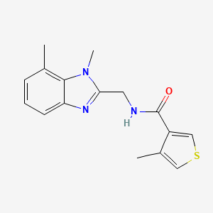 molecular formula C16H17N3OS B7653066 N-[(1,7-dimethylbenzimidazol-2-yl)methyl]-4-methylthiophene-3-carboxamide 