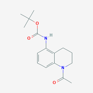 molecular formula C16H22N2O3 B7653105 tert-butyl N-(1-acetyl-3,4-dihydro-2H-quinolin-5-yl)carbamate 