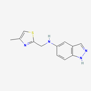 molecular formula C12H12N4S B7653147 N-[(4-methyl-1,3-thiazol-2-yl)methyl]-1H-indazol-5-amine 