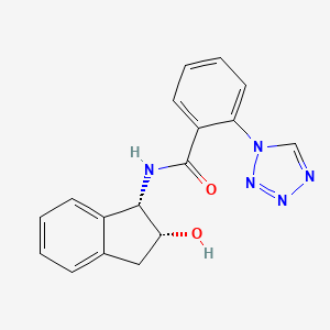 molecular formula C17H15N5O2 B7653221 N-[(1S,2R)-2-hydroxy-2,3-dihydro-1H-inden-1-yl]-2-(tetrazol-1-yl)benzamide 