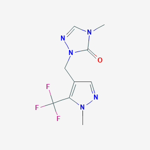 molecular formula C9H10F3N5O B7653229 4-Methyl-2-[[1-methyl-5-(trifluoromethyl)pyrazol-4-yl]methyl]-1,2,4-triazol-3-one 