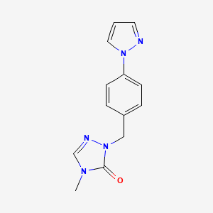 molecular formula C13H13N5O B7653241 4-Methyl-2-[(4-pyrazol-1-ylphenyl)methyl]-1,2,4-triazol-3-one 