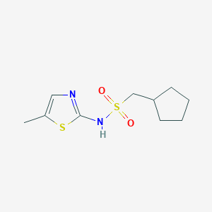 molecular formula C10H16N2O2S2 B7653250 1-cyclopentyl-N-(5-methyl-1,3-thiazol-2-yl)methanesulfonamide 