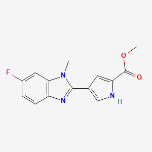 molecular formula C14H12FN3O2 B7653328 methyl 4-(6-fluoro-1-methylbenzimidazol-2-yl)-1H-pyrrole-2-carboxylate 