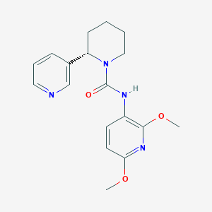 molecular formula C18H22N4O3 B7653346 (2S)-N-(2,6-dimethoxypyridin-3-yl)-2-pyridin-3-ylpiperidine-1-carboxamide 