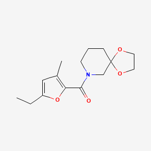 molecular formula C15H21NO4 B7653377 1,4-Dioxa-9-azaspiro[4.5]decan-9-yl-(5-ethyl-3-methylfuran-2-yl)methanone 