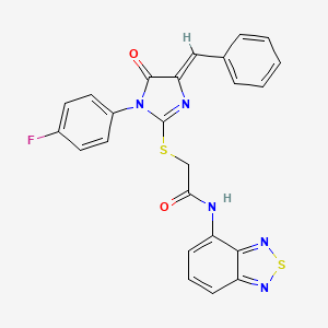 molecular formula C24H16FN5O2S2 B7653396 N-(2,1,3-benzothiadiazol-4-yl)-2-[(4Z)-4-benzylidene-1-(4-fluorophenyl)-5-oxoimidazol-2-yl]sulfanylacetamide 