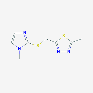 molecular formula C8H10N4S2 B7653438 2-Methyl-5-[(1-methylimidazol-2-yl)sulfanylmethyl]-1,3,4-thiadiazole 