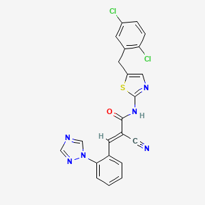 2-cyano-N-{5-[(2,5-dichlorophenyl)methyl]-1,3-thiazol-2-yl}-3-[2-(1H-1,2,4-triazol-1-yl)phenyl]prop-2-enamide