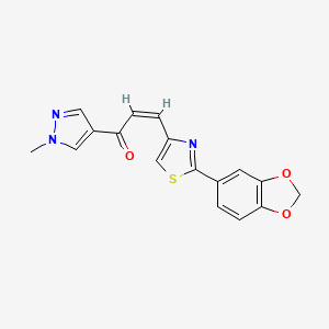 molecular formula C17H13N3O3S B7653538 (Z)-3-[2-(1,3-benzodioxol-5-yl)-1,3-thiazol-4-yl]-1-(1-methylpyrazol-4-yl)prop-2-en-1-one 