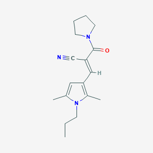 molecular formula C17H23N3O B7653557 3-(2,5-dimethyl-1-propyl-1H-pyrrol-3-yl)-2-(pyrrolidine-1-carbonyl)prop-2-enenitrile 