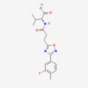 molecular formula C17H20FN3O4 B7653565 (2R)-2-[3-[3-(3-fluoro-4-methylphenyl)-1,2,4-oxadiazol-5-yl]propanoylamino]-3-methylbutanoic acid 