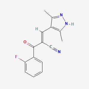 molecular formula C15H12FN3O B7653578 (E)-3-(3,5-dimethyl-1H-pyrazol-4-yl)-2-(2-fluorobenzoyl)prop-2-enenitrile 