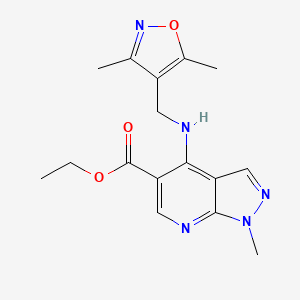 Ethyl 4-[(3,5-dimethyl-1,2-oxazol-4-yl)methylamino]-1-methylpyrazolo[3,4-b]pyridine-5-carboxylate