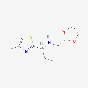 molecular formula C11H18N2O2S B7653612 N-(1,3-dioxolan-2-ylmethyl)-1-(4-methyl-1,3-thiazol-2-yl)propan-1-amine 