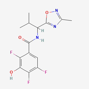 molecular formula C14H14F3N3O3 B7653620 2,4,5-trifluoro-3-hydroxy-N-[2-methyl-1-(3-methyl-1,2,4-oxadiazol-5-yl)propyl]benzamide 