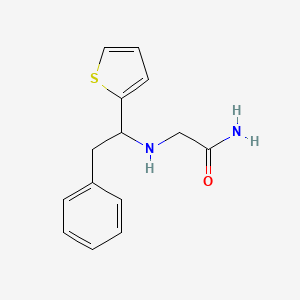 molecular formula C14H16N2OS B7653621 2-[(2-Phenyl-1-thiophen-2-ylethyl)amino]acetamide 