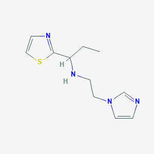 molecular formula C11H16N4S B7653659 N-(2-imidazol-1-ylethyl)-1-(1,3-thiazol-2-yl)propan-1-amine 