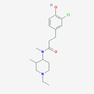 molecular formula C18H27ClN2O2 B7653678 3-(3-chloro-4-hydroxyphenyl)-N-(1-ethyl-3-methylpiperidin-4-yl)-N-methylpropanamide 