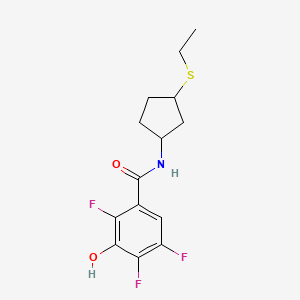 N-(3-ethylsulfanylcyclopentyl)-2,4,5-trifluoro-3-hydroxybenzamide