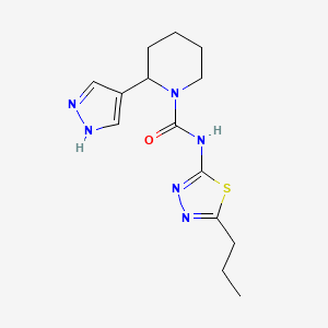 molecular formula C14H20N6OS B7653728 N-(5-propyl-1,3,4-thiadiazol-2-yl)-2-(1H-pyrazol-4-yl)piperidine-1-carboxamide 