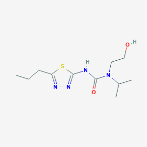 molecular formula C11H20N4O2S B7653732 1-(2-Hydroxyethyl)-1-propan-2-yl-3-(5-propyl-1,3,4-thiadiazol-2-yl)urea 