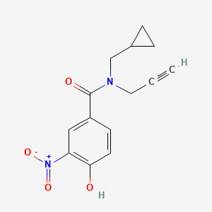 molecular formula C14H14N2O4 B7653733 N-(cyclopropylmethyl)-4-hydroxy-3-nitro-N-prop-2-ynylbenzamide 