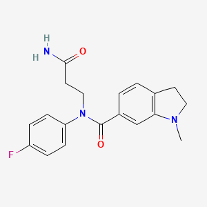 N-(3-amino-3-oxopropyl)-N-(4-fluorophenyl)-1-methyl-2,3-dihydroindole-6-carboxamide