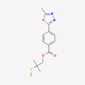 molecular formula C15H18N2O3S B7653846 (2-Methyl-2-methylsulfanylpropyl) 4-(5-methyl-1,3,4-oxadiazol-2-yl)benzoate 